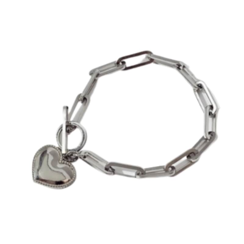 ノイドビー サージカルスチール ステッチ バトンハート トグルバチェーン ブレスレット 1819CM