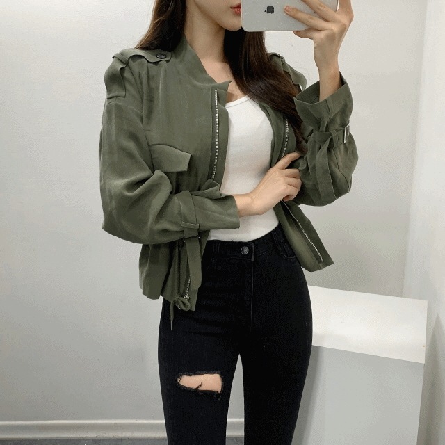 (完全おすすめ!!)スリム ストリング 秋 ショート ミリタリージャケット 4color