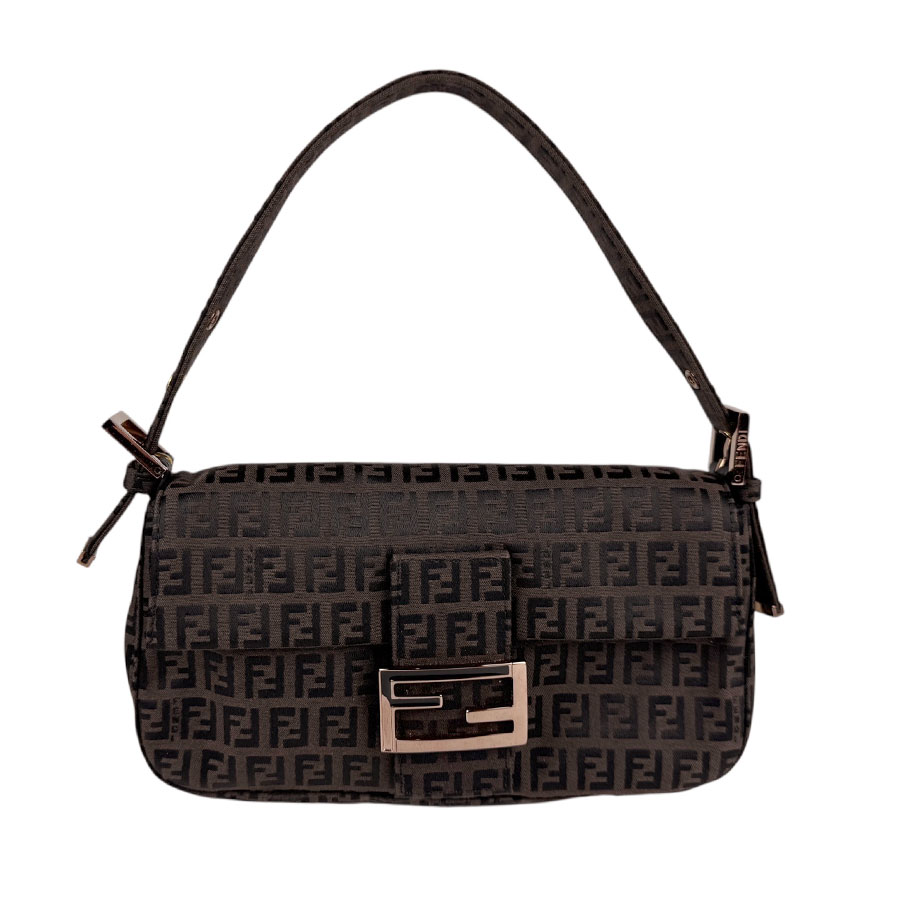 フェンディ FENDI ショルダーバッグ ズッキーノ Borsa Passaspalla キャンバス ブラウン/ブラック ピンクゴールド レディース z5566