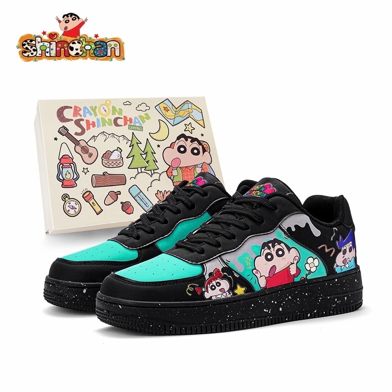 [限時優惠/最新デザイン]クレヨンの小さい男性の靴の2025の漫画の落書きのカップルの板の靴の学生の学校のレジャーの百合の靴