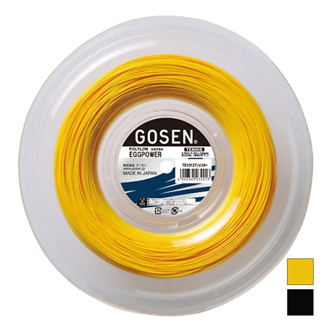 ゴーセン(GOSEN) POLYLON EGGPOWER エッグパワー (1.22mm-1.24mm／17) 200Mロール 硬式テニスポリエステルガット 国内正規品 TS1012BK／TS1012Y