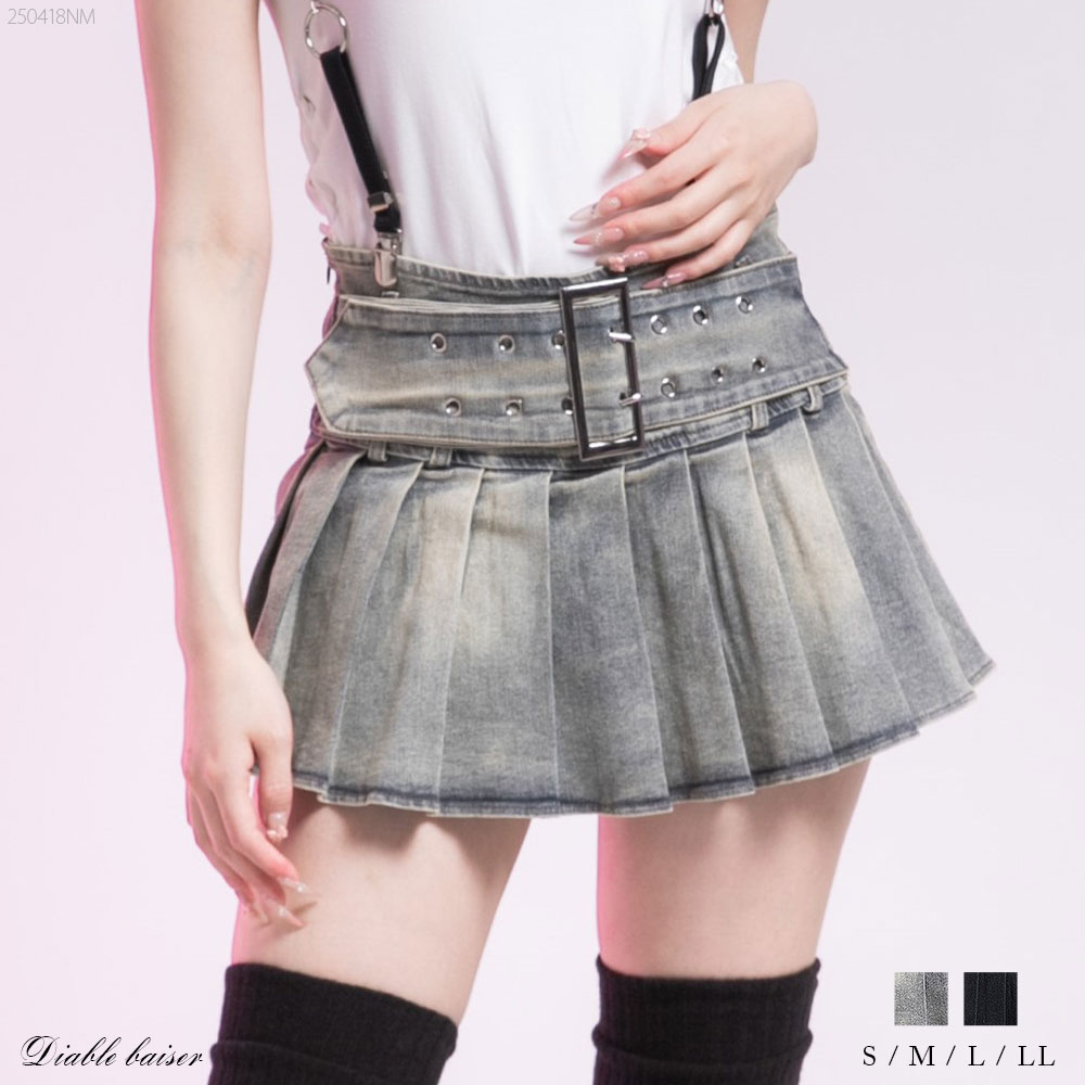 プリーツミニデニムスカート 535658 スカート