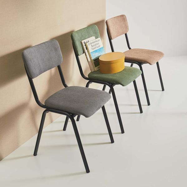 ダイニングチェア 椅子 イス デスクチェア コーデュロイ スチール おしゃれ かわいい 北欧 シンプル ナチュラル ひじ無し 肘なし ブラウン グリーン 緑 グレー