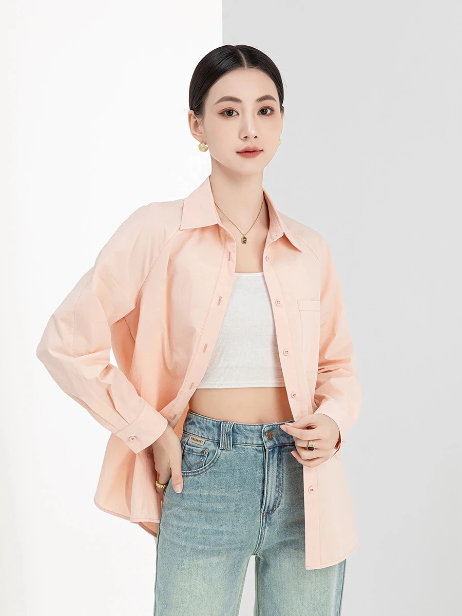 純綿フランス通勤シャツ春秋新型イエロー防透日焼け止め長袖シャツ