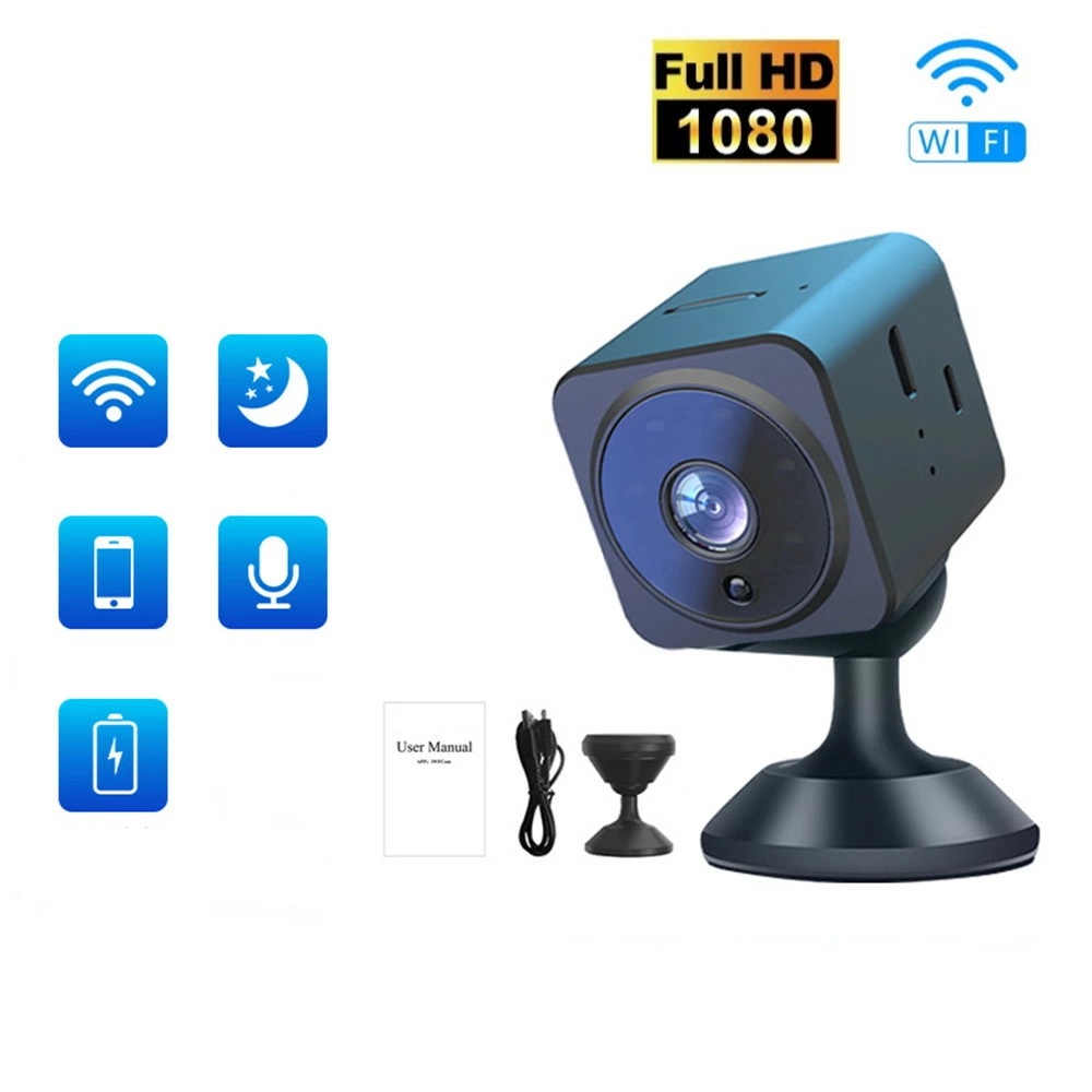 双方向通話 ミニ 1080P ワイヤレス モニター カメラ スマート WiFi カメラ APP リモート コントロール 内蔵バッテリー マイク ナイト ビジョンをサポート 携帯電話 ホーム オフィ