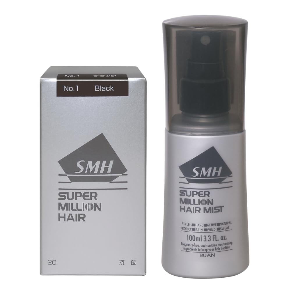 【2点セット】スーパーミリオンヘアー 30g 約75回分 (ブラック) ＆スーパーミリオンヘアー ヘアミスト 100mlセット