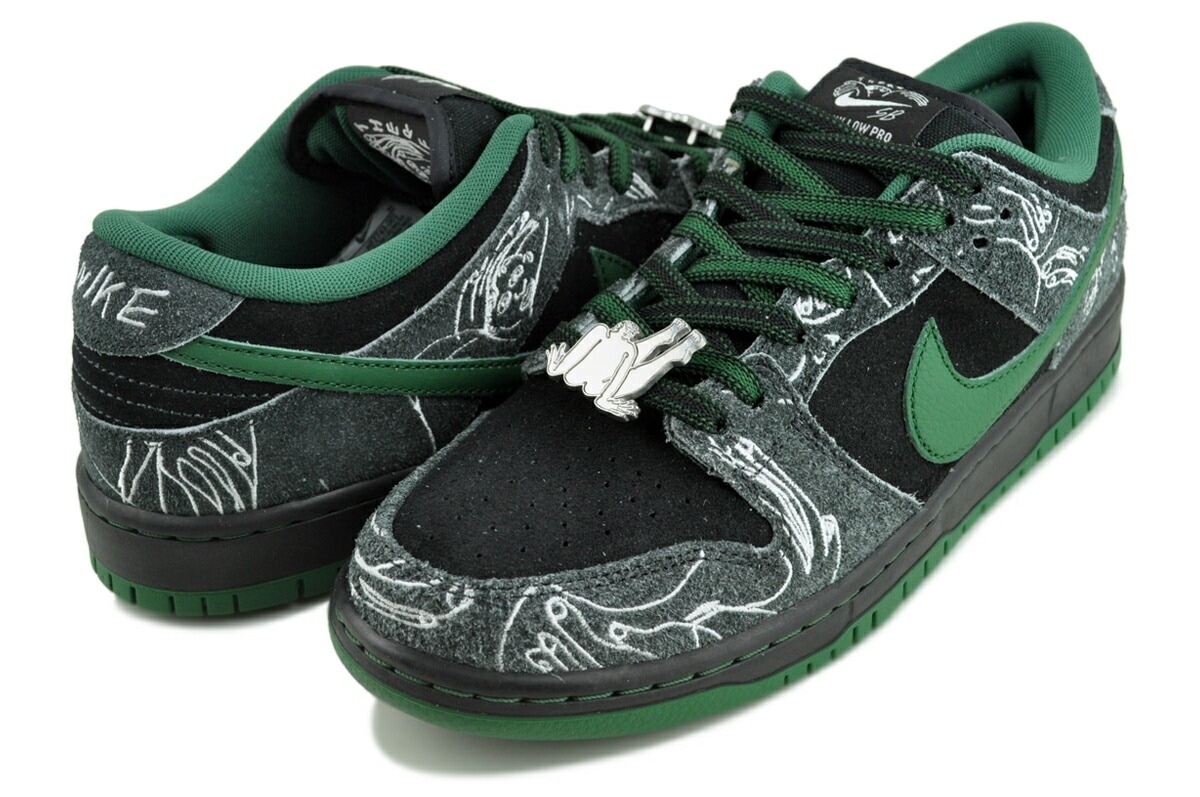 スケートボーディング ダンク ロー プロ QS Anthracite and Gorge Green ultra humanized ブラック グリーン hf7743-001