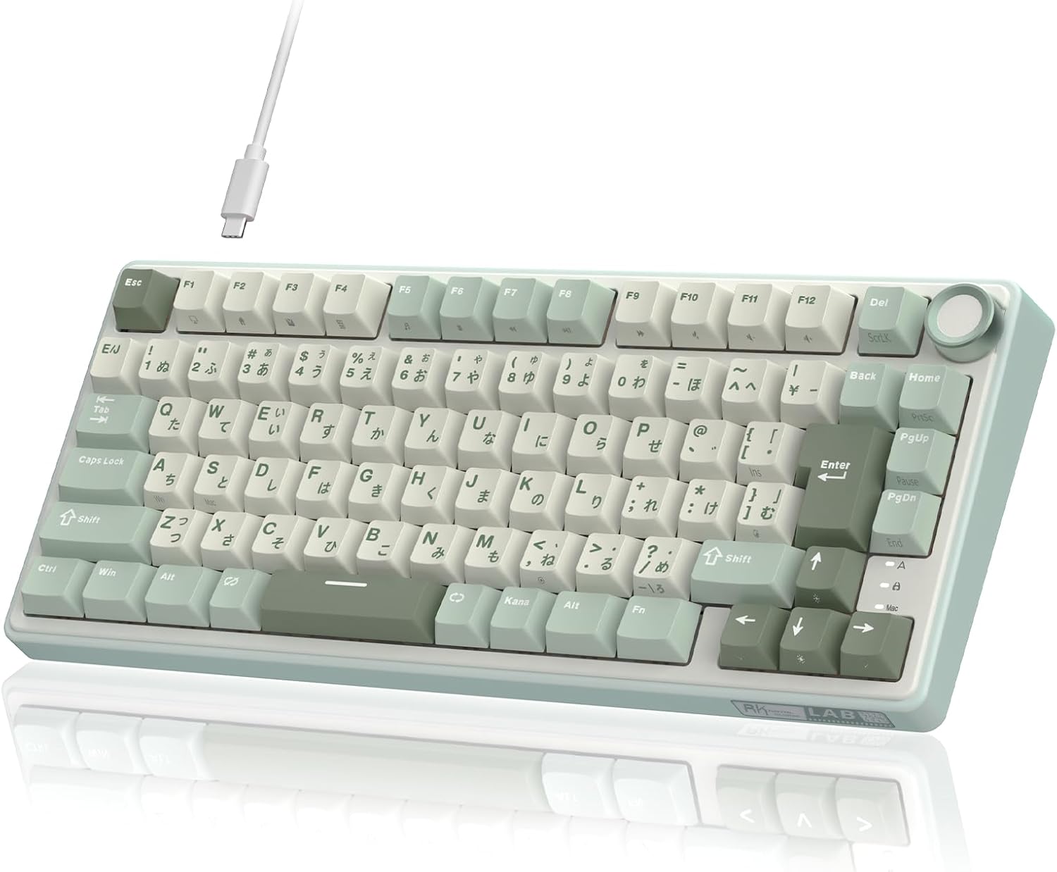 メカニカルキーボード 有線日本語配列ボリュームノブ搭載ゲーミングキーボード 75%カスタムガスケットマウント構造・RGBバックライト・ソフトウェア対応Cherry Profileプロファイル
