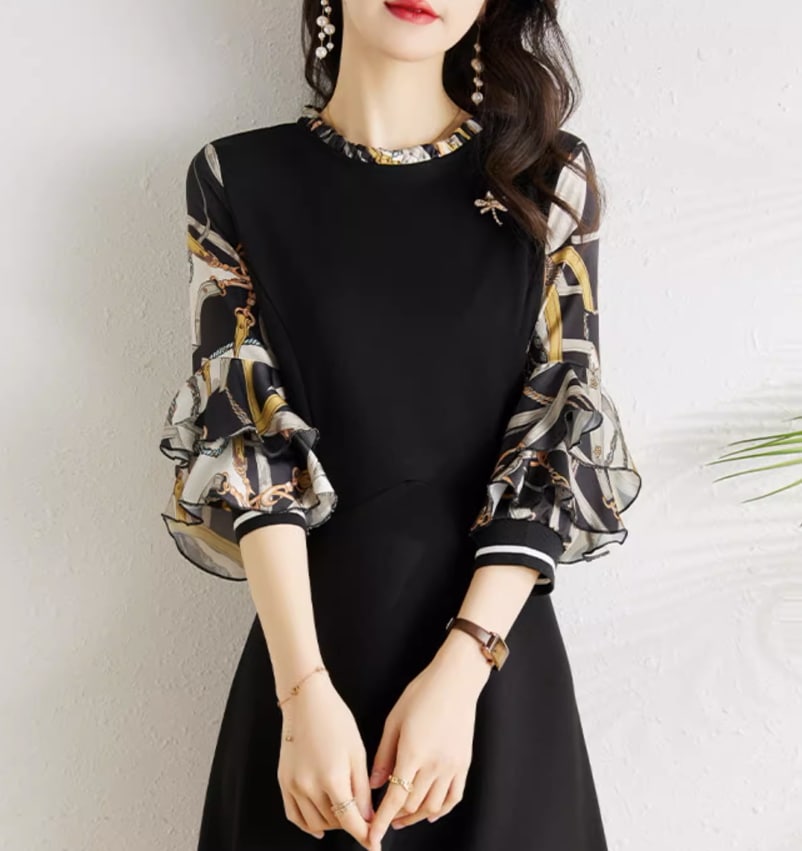 ワンピース デート モテアイテム ドレス ロング丈 コサージュ シフォン 大人可愛い きれいめ 上品 おしゃれ かっこいい 大人可愛い ラブリー キュート ガーリー クール モード系 セクシー