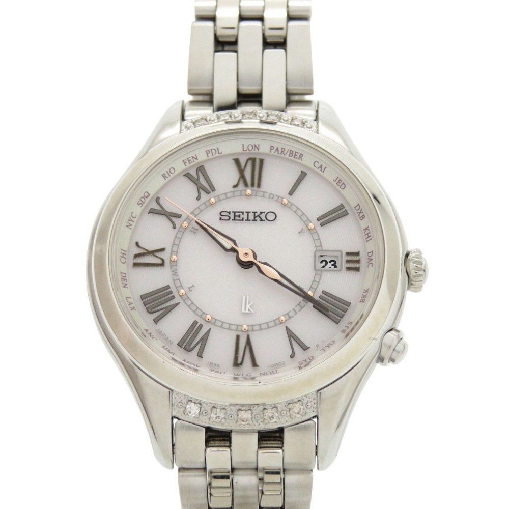 未使用品 ソーラー電波 ルキア SSVV053 腕時計 ステンレススチール モカピンク 0040【中古】 レディース