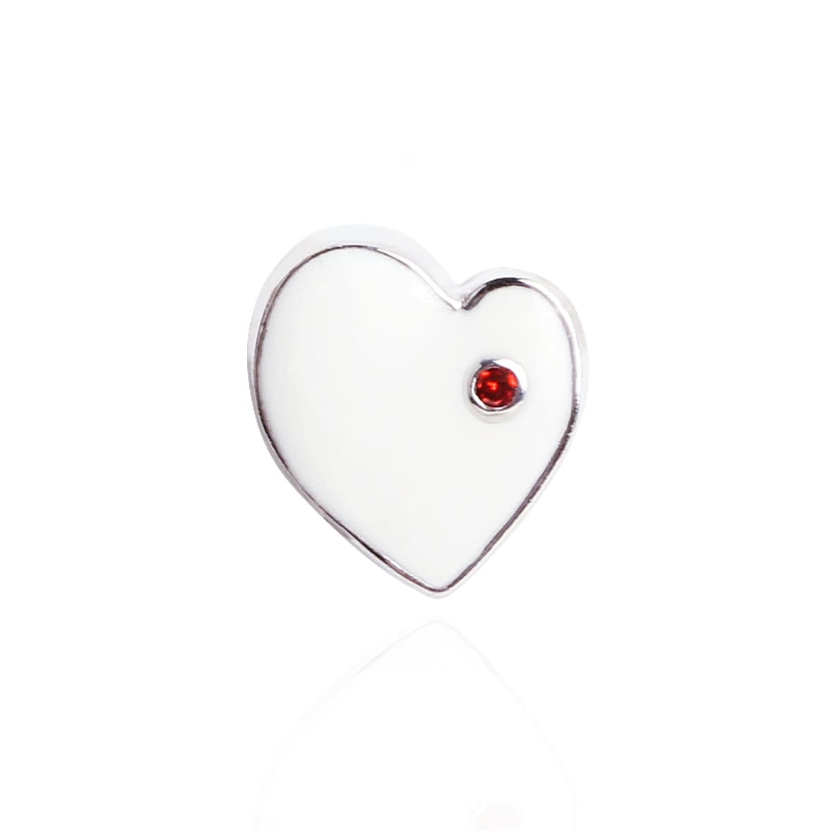 Heart Charm Pendant -Rhodium Plated 925 Sterling Silver White Enamel CZ Gift for Women Men Jewelry