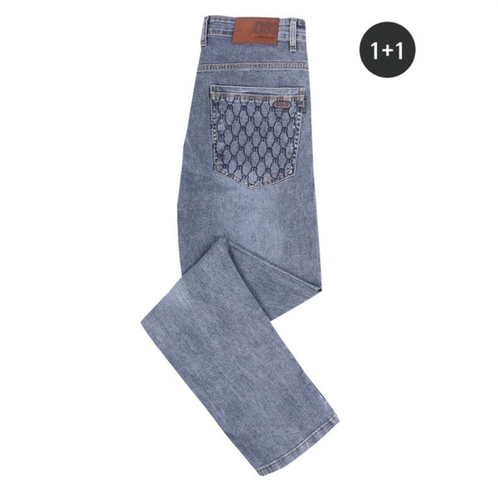 [ノーブルジーンズ] Q SH ポイントジーンズ 1+1 メンズジーンズスパンストレートカジュアル着心地良いデニム