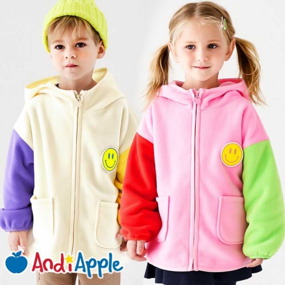 (Andy Apple) パフィースリーブカラーポーラーフリースジップアップ