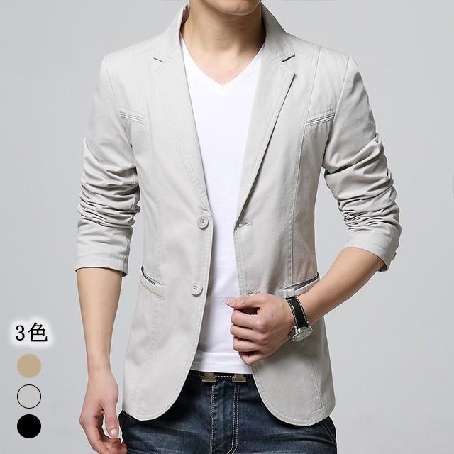 [新品入荷]カジュアル ジャケット メンズテーラード 大きいサイズ 綿 細身 薄手 夏服 サマージャケット 春 秋 無地 3色 アウター 5,195円