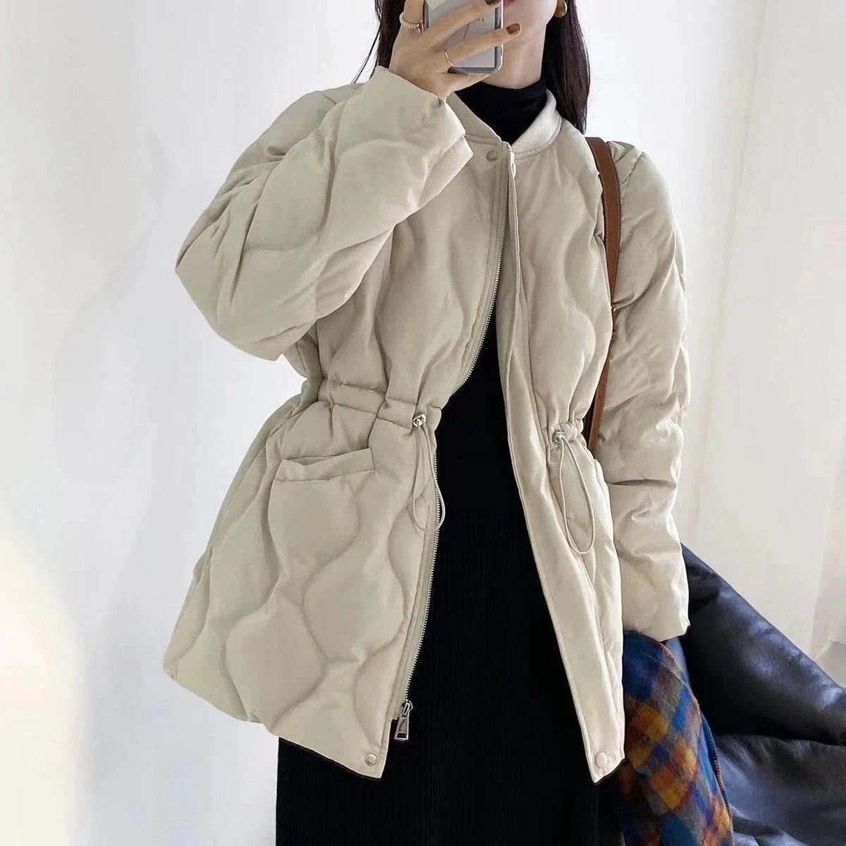 最低価格挑戦アウター流行り ニュースタイル 体型カバー ウエスト引き締め セミロング 中綿コート 着痩せ 気質 厚手 はボアで決まり人気ボアアウターキルティングアウター
