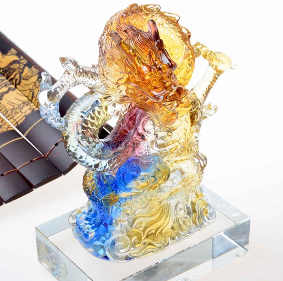 龍神 風水 5本爪 琉璃 瑠璃 宝玉 七宝 古法琉璃 吉祥 プレゼント 置物 ガラス 開運 恋愛 幸運 愛 お金 贈り物 龍玉 無限 辰 龍 出世 龍の置物 ガラス製置物 金運 商売繁盛 縁結び