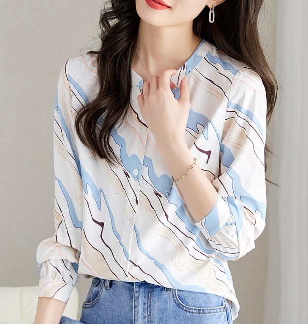トップス シャツ ブラウス 袖あり 長袖 襟なし 薄手 かわいい 可愛い きれいめ シンプル カジュアル 上品 おしゃれ お洒落 かっこいい レトロ エキゾチック 可愛い 女子