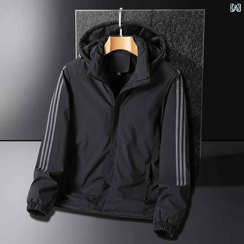 メンズ ファッション 春秋 ジャケット 薄手 涼しい フード アウトドア スポーツ 防風 ジャケット 春 カジュアル 大きいサイズジャケット