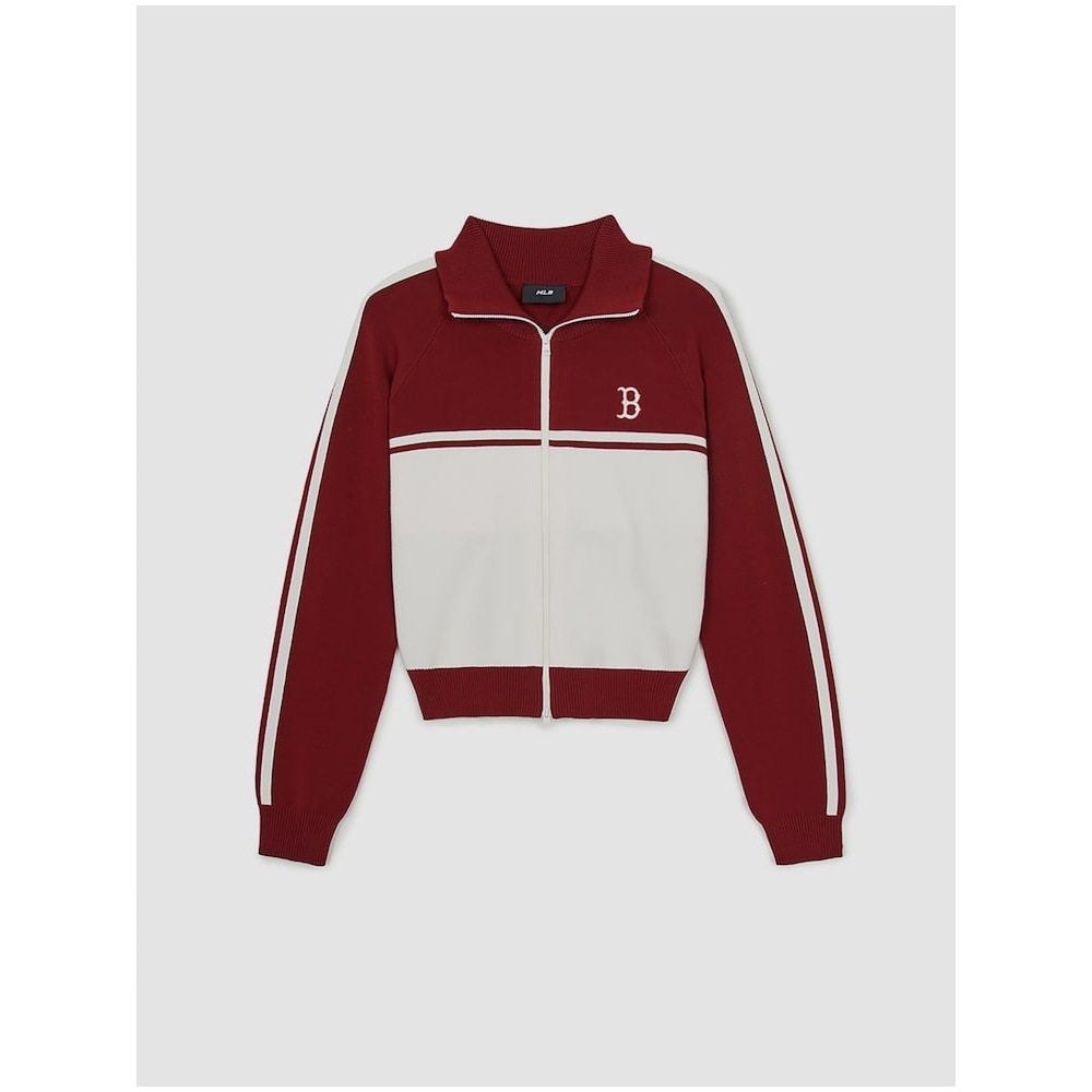 MLB 女性用スポーティーバーシティジップアップカーディガン BOS (ワイン) QHHC3FKCV0144-43WIS