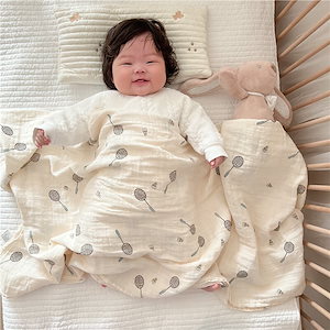 多機能 二層 ガーゼケット コットン１００％ かわいい 通気 タオルケット 新生児 おくるみ