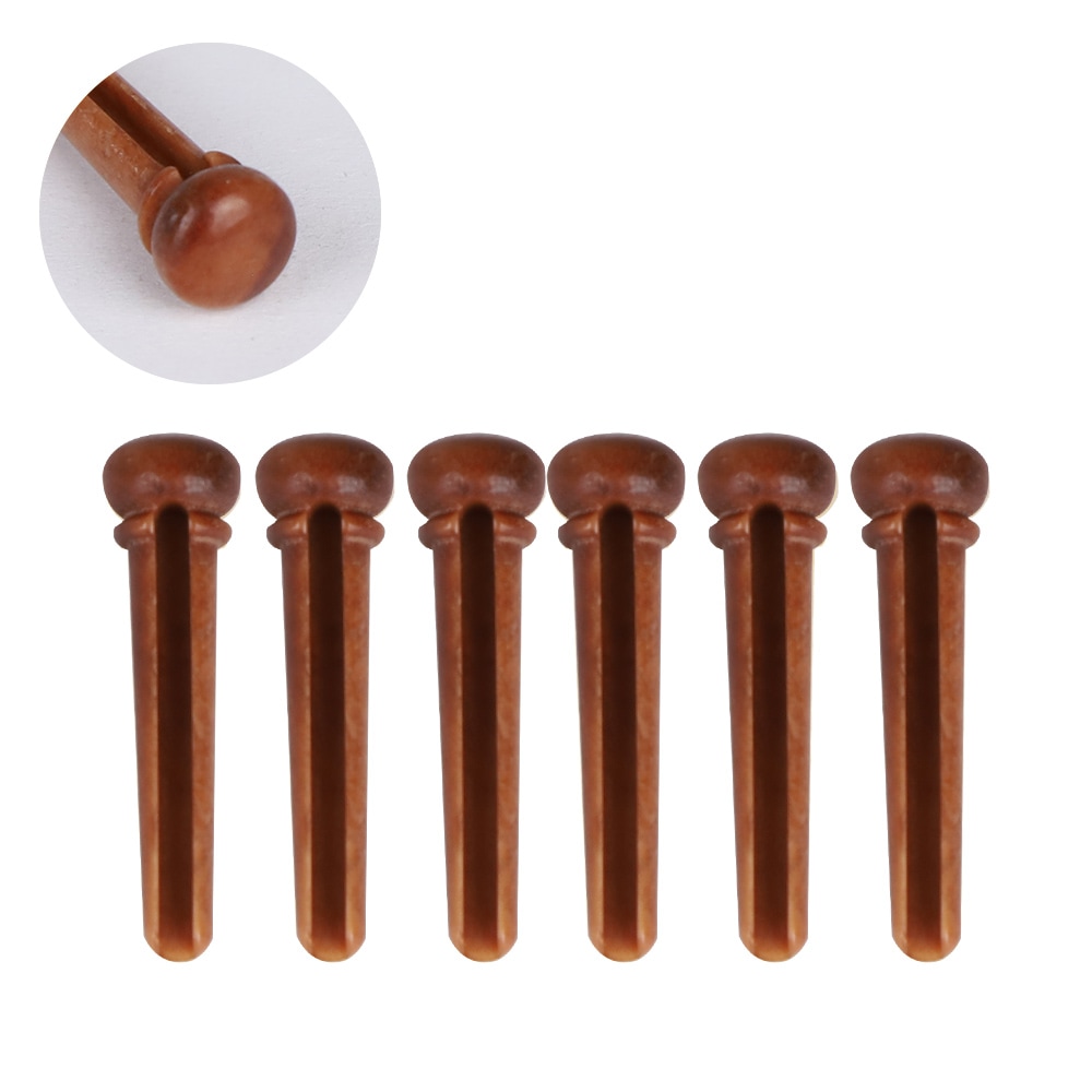 アコギブリッジピン QC0491 全体的な染み込み 直径約5.1mm 6個入り