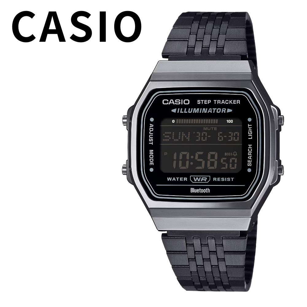 カシオ 腕時計 メンズ レディース スマホ連携 歩数計 多機能 防水 デジタル ステンレス ブラック 自動 時刻合わせ シンプル レトロ おしゃれ プレゼント ギフト CASIO 時計 ABL-100