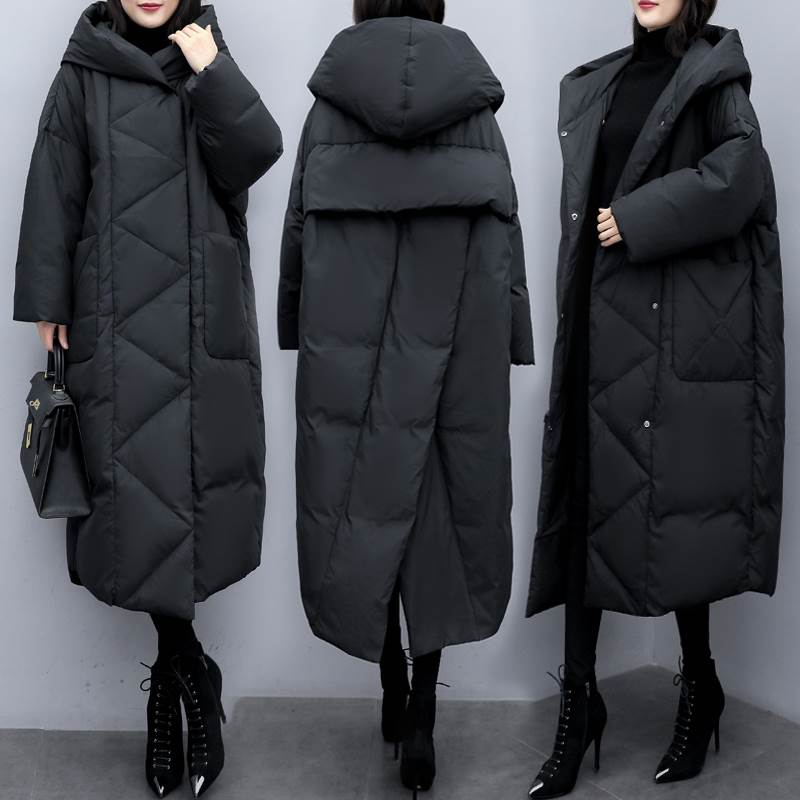 コート レディース アウター 個性的 ロング 長袖 ストレート 厚手 防寒 ポケット フード付き 冬 黒 S M L XL 2XL 3XL 大きいサイズ オーバーサイズ モノトーン カジュア