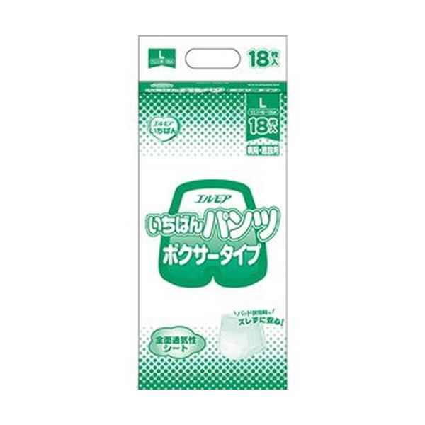 （まとめ）カミ商事 エルモア いちばん パンツボクサータイプ L 1パック（18枚）[x10セット]