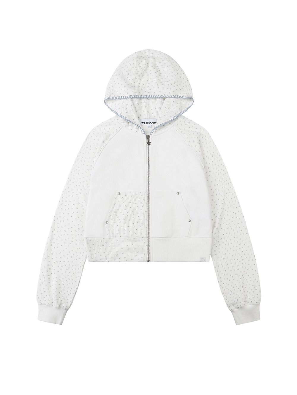 【TUOMIO】 FLOWER WAFFLE HOOD ZIP-UP : IVORY