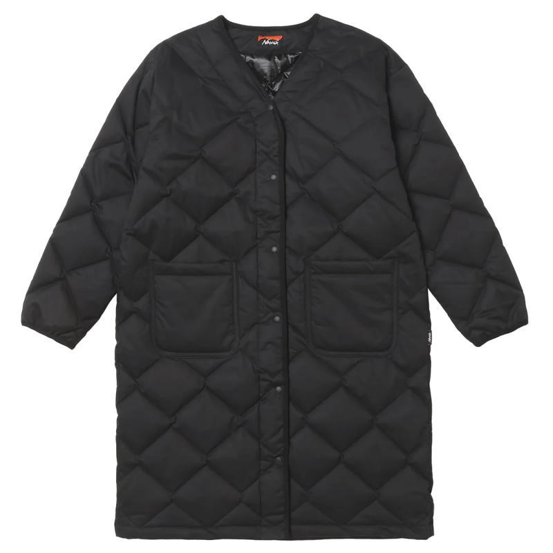 正規品 コットン ピーチ ダウン ロング カーディガン ブラック ND2442-1A503-B