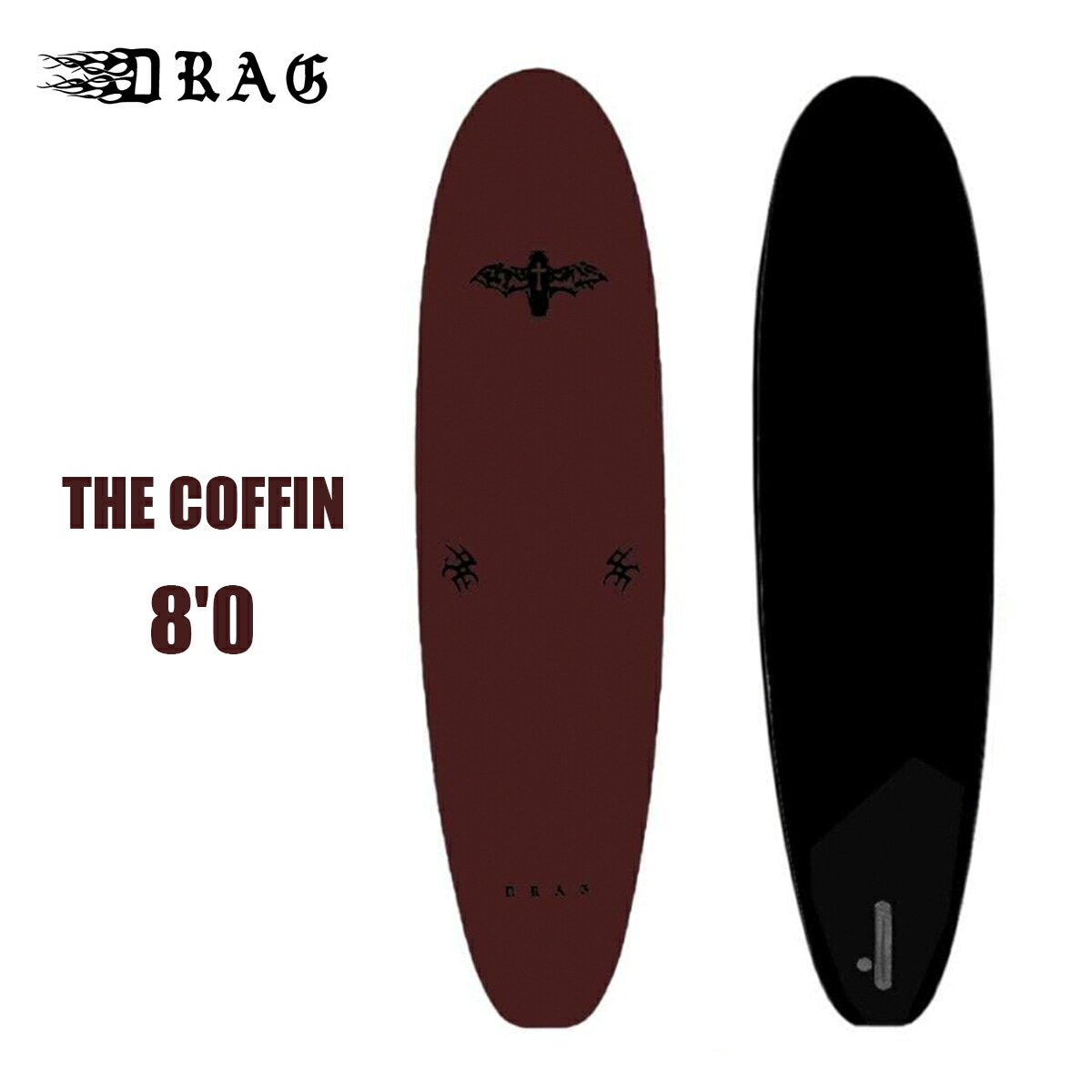 DRAG ソフトボード サーフボード THE COFFIN 80 SINGLE FINモデル ドラッグ SOFTBOARD BEACH CULTURE トライフィン フィン付 リーシュコード付