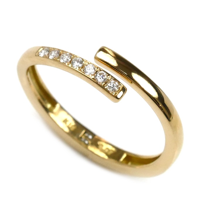 K18YG イエローゴールド リング・指輪 ダイヤモンド0.07ct 2.5g フリーサイズ9-11 レディース 中古 美品