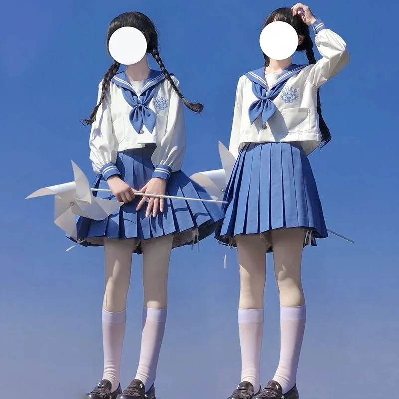 【青兎 長袖】キズナ JKセーラー服 中間着 JK制服 スーツ スカート 白