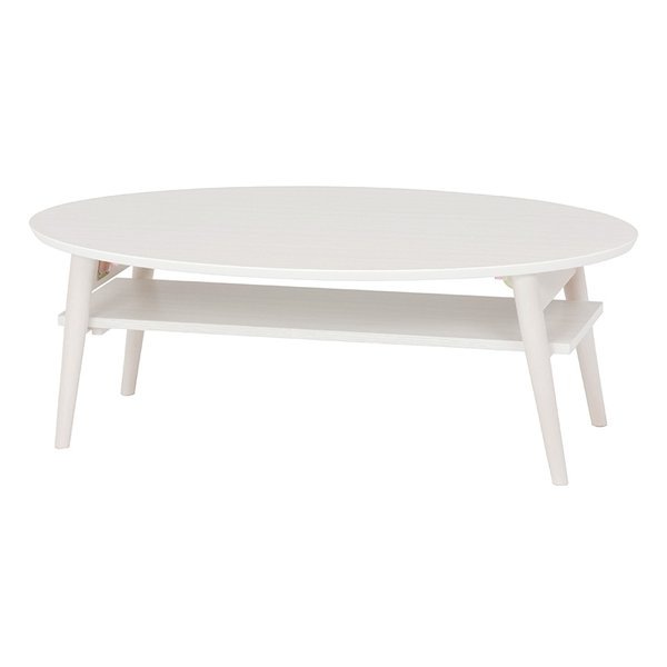 折れ脚テーブル 楕円 新生活 シンプル ホワイトウォッシュ 幅90×奥行50×高さ32cm MT-6927WS