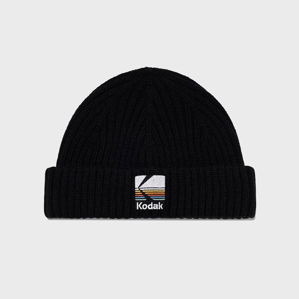 コダックアパレル レインボーロゴショートビーニー BLACK
