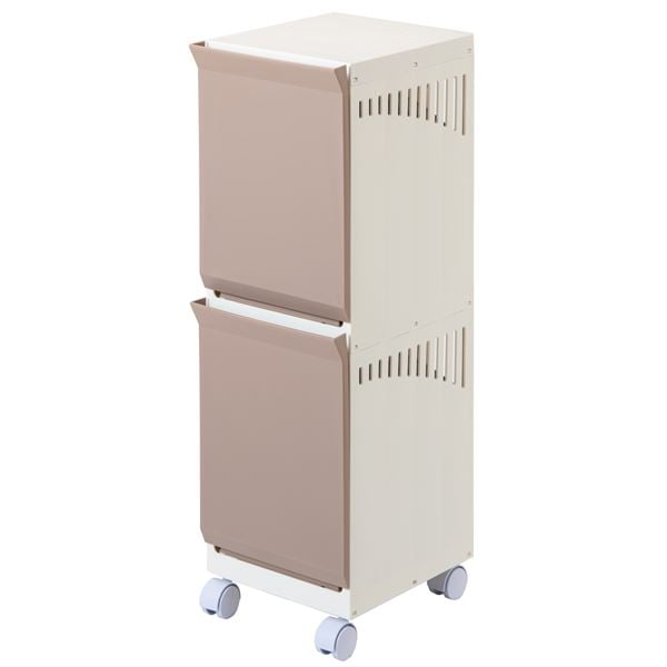 隠せるランドリーラックスリム2段 ベージュ