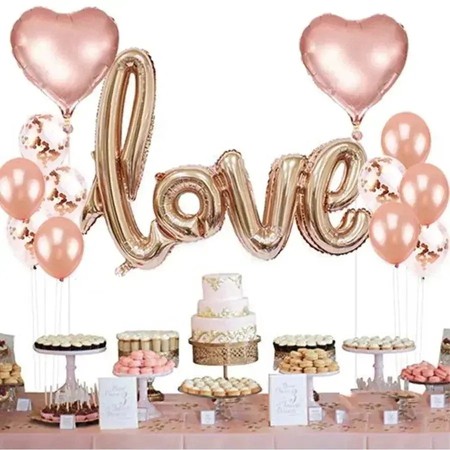 豪華 １３点セット love 風船 バルーン アルミバルーン コンフェッティ 結婚 結婚式 二次会