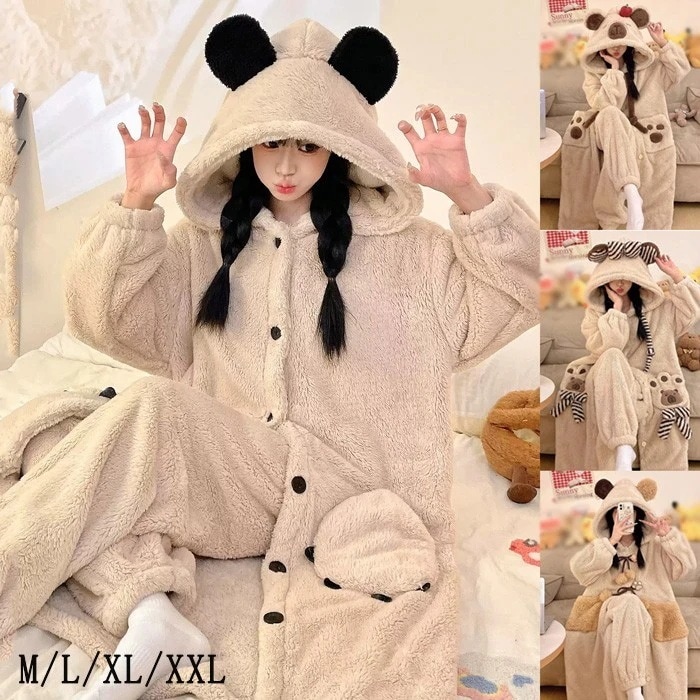 挑戦最安値!パジャマ 着ぐるみ パジャマ 大人用 ガウン もこもこ 冬用 着る毛布 暖かい あったか カーディガン ロング丈 マタニティウェア マタニティ 前開き バスローブ 裏起毛 ナイトウェア 部