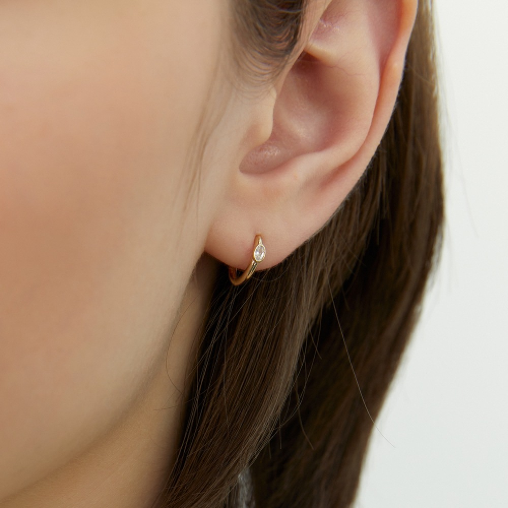 LUNNE 14k オーバルストーンポイントワンタッチリングピアス 14k ゴールド #LFE26