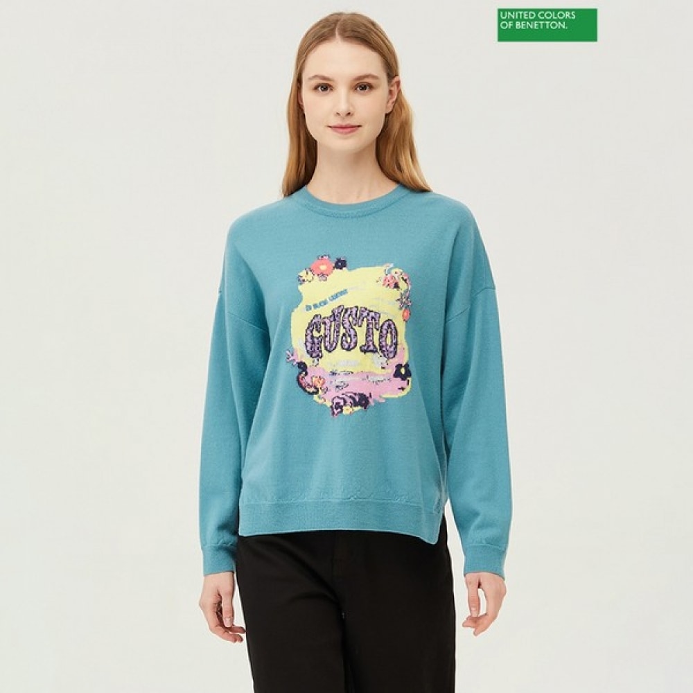 [ベネトン] ベネトンワンポイントラウンドネックニットBAKP10411