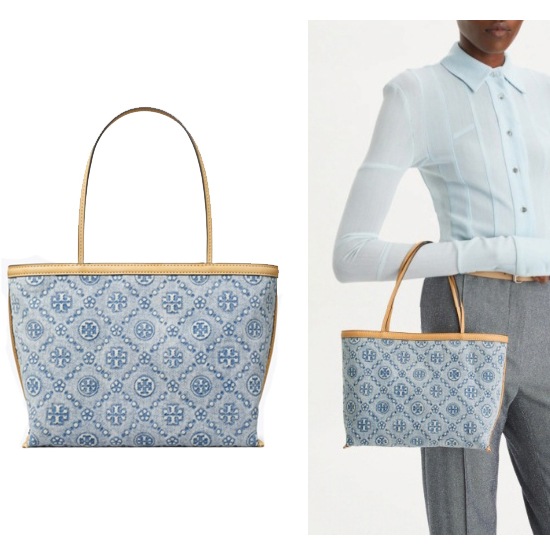 Tモノグラム デニム トートバッグ 169687 POWDER BLUE