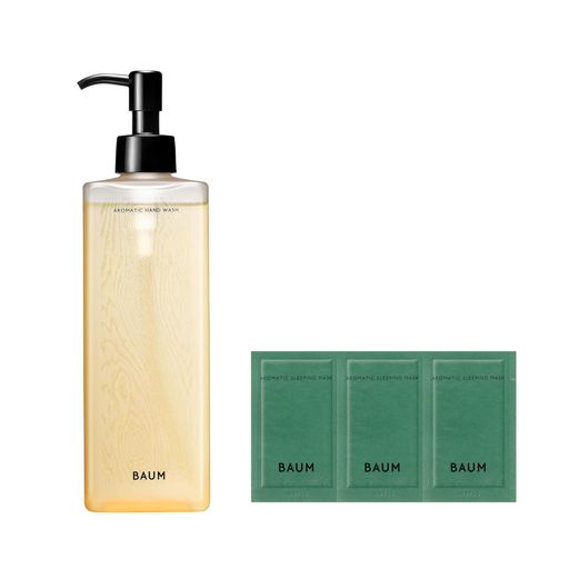 BAUM(バウム) アロマティック ハンドウォッシュ n 300mL + スリーピングマスク3日間体感キット 2024年モデル ハンドウォッシュ WOODLAND WINDS の香り ハンドソープ ア