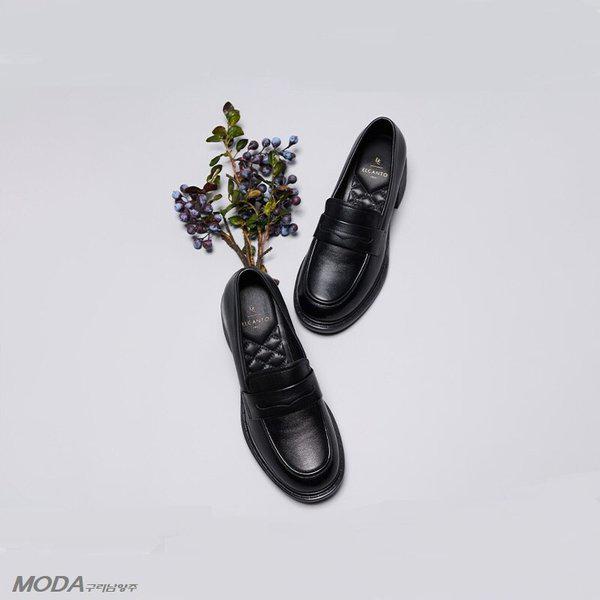 軽量クッションヒールローファーチャンキー女性ローファー1XWD43XC_GN