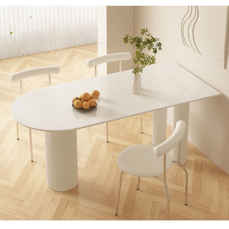 楕円形ダイニングテーブル クリーム系モダンデザイン 食事テーブル おしゃれ セラミックテーブル セラミック天板 小スペース向け 家庭用 ダイニング＆ワーク兼用 stqi-table-002.cbs