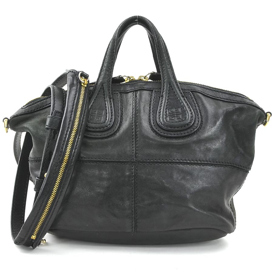 ジバンシィ GIVENCHY ハンドバッグ 斜め掛けショルダーバッグ ナイチンゲール レザー ブラック ゴールド レディース e59713a