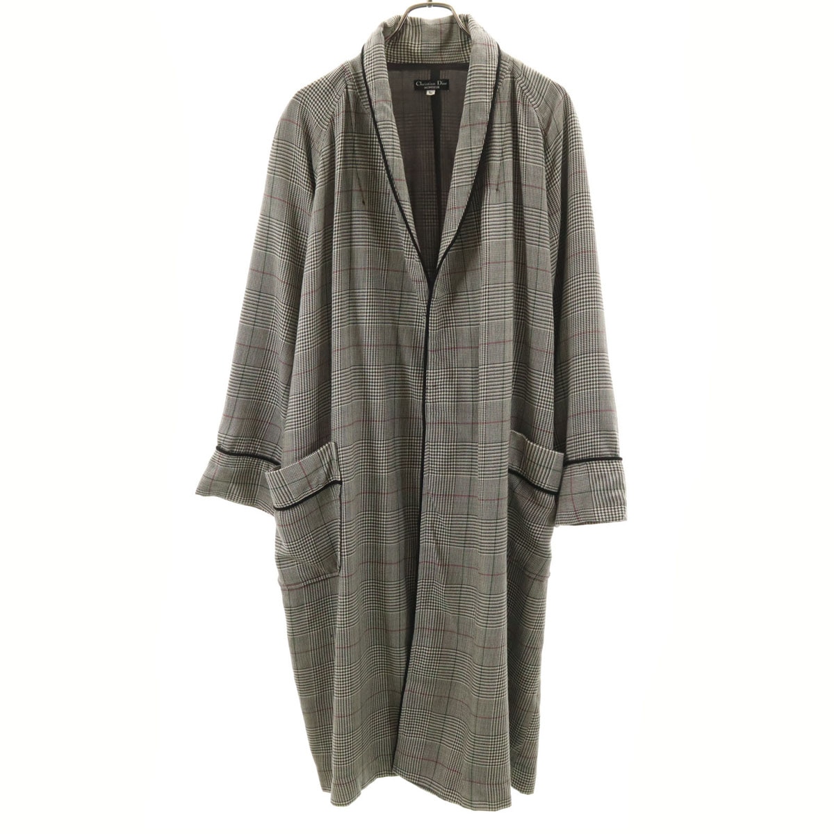 Christian Dior MONSIEUR クリスチャンディオール ムッシュ 90s 日本製 オールド グレンチェック ガウンコート L マルチ メンズ 古着