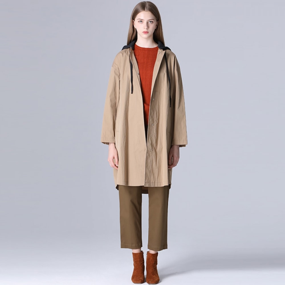 (Liszt) レタリングバックフード付き着脱式コットンロングジャンパー