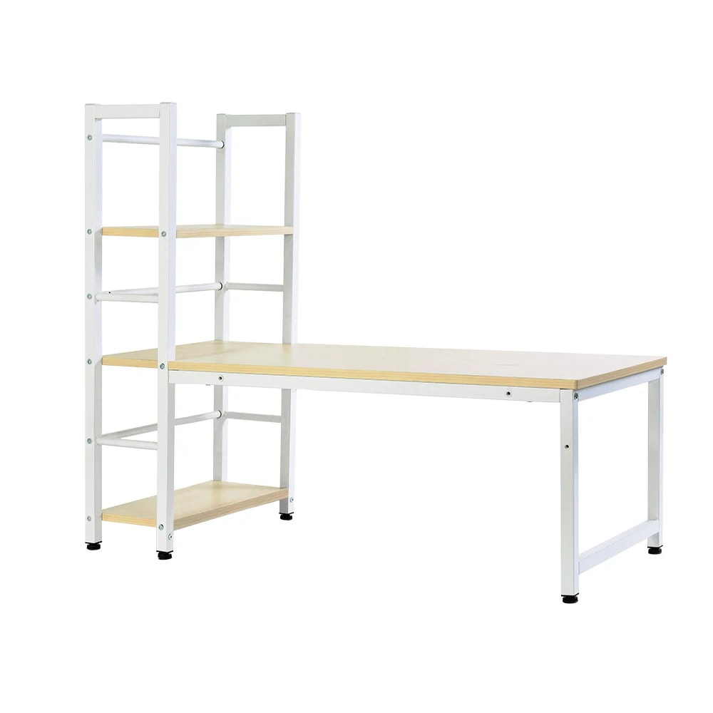 【ナチュラル】H型PCデスク ロータイプ一体型 ラック付き デスク ワークデスク 木製 学習デスク