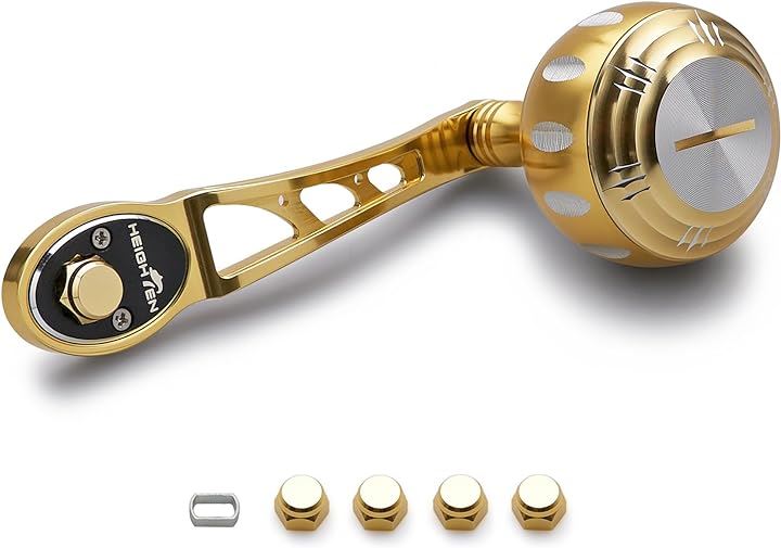 80/90mm リール ハンドル 45mm ハンドルノブ シマノ SHIMANO ダイワ DAIWA アブ Abu ベイトリール 通用( ゴールド＆ガンメタル, 80/90mm可変)