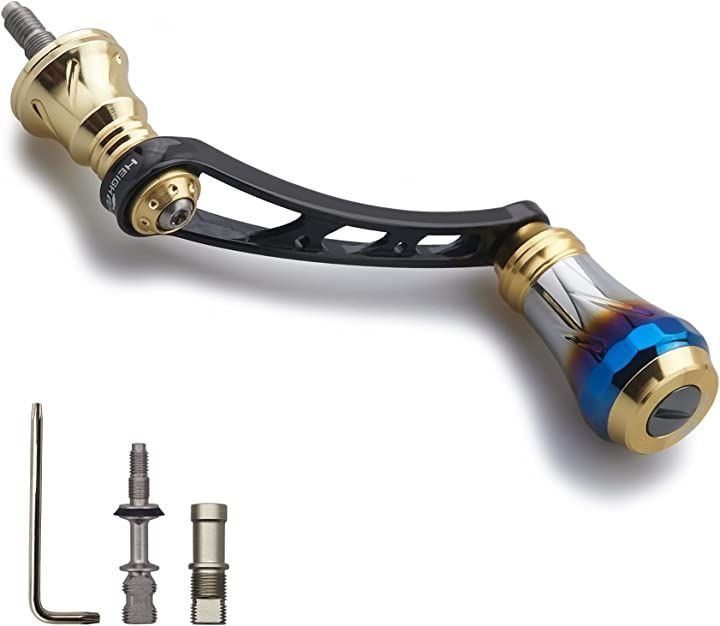 56mm リール ハンドル 20mmノブ搭載 シマノ SHIMANO ダイワ DAIWA 通用 スピニングリール Aurora Series(ゴールド(ノブ)＆ブラック(ハンドル))